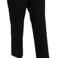 Dolce & Gabbana Black Cropped Front Button Embellished Pants