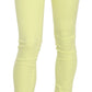 PINKO Yellow Cotton Stretch Low Waist Skinny Casual Trouser Pants