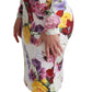Dolce & Gabbana White Floral Print Silk Long Sleeve Dress