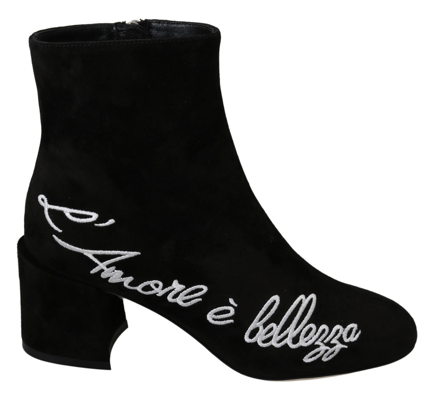 Dolce &amp; Gabbana 블랙 스웨이드 L'Amore E'Bellezza 부츠 슈즈
