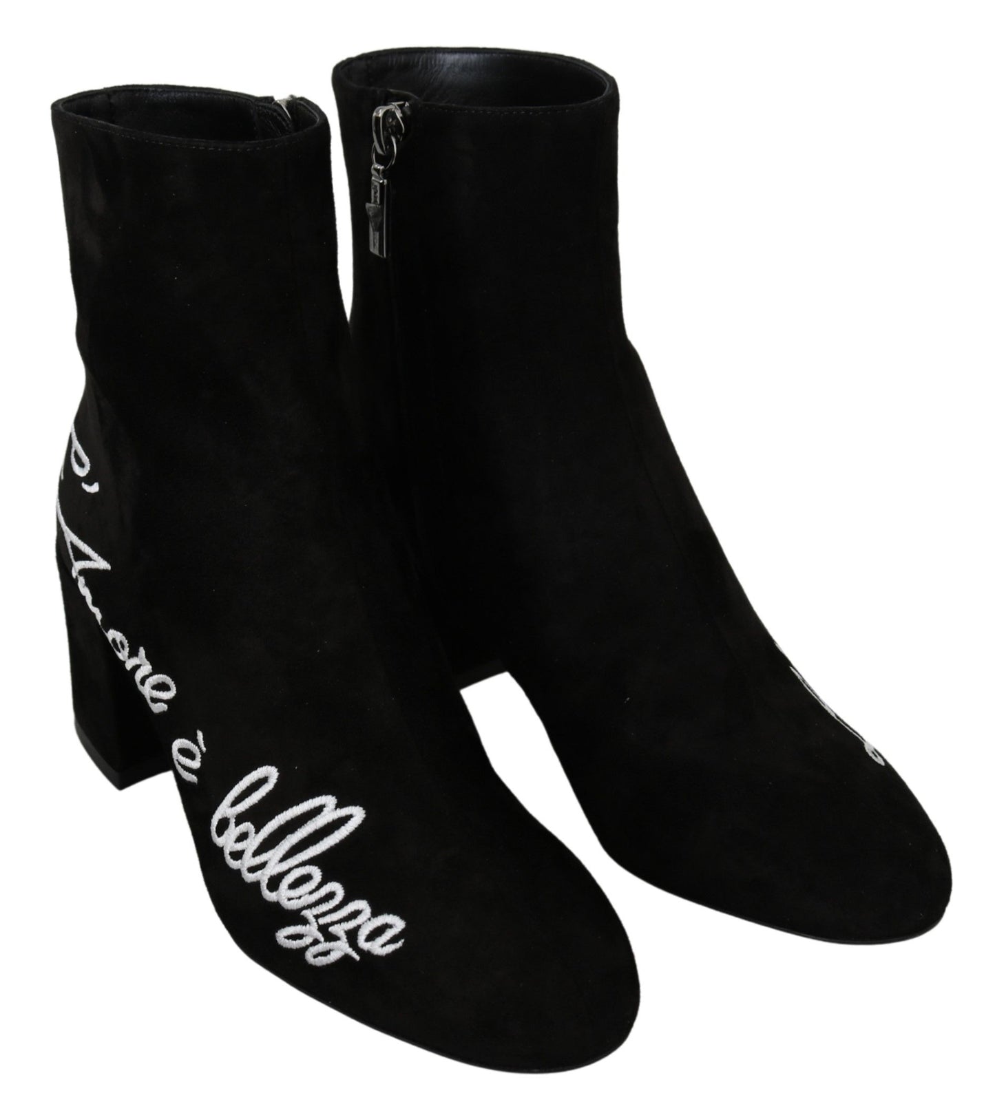 Dolce &amp; Gabbana 블랙 스웨이드 L'Amore E'Bellezza 부츠 슈즈
