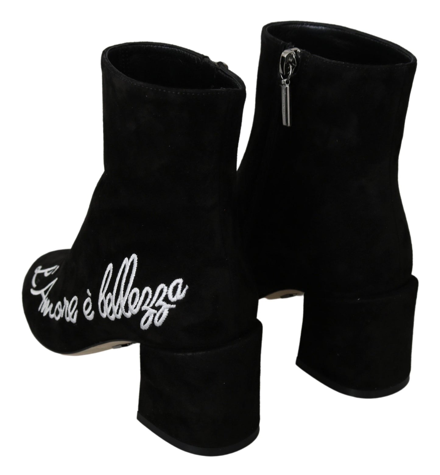 Dolce &amp; Gabbana 블랙 스웨이드 L'Amore E'Bellezza 부츠 슈즈