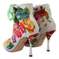 Dolce & Gabbana White Jersey Stretch Boots Open Toes Heels Shoes