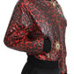 Dolce & Gabbana Red Leopard Button Crystal Leather Jacket