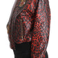 Dolce & Gabbana Red Leopard Button Crystal Leather Jacket