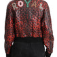 Dolce & Gabbana Red Leopard Button Crystal Leather Jacket