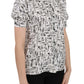 Dolce & Gabbana Trumpet Print Button Front Silk Top Blouse