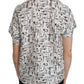 Dolce & Gabbana Trumpet Print Button Front Silk Top Blouse