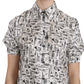 Dolce & Gabbana Trumpet Print Button Front Silk Top Blouse