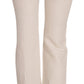 LAUREL White High Waist Silk Blend Flared Dress Trousers Pants