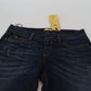 Costume National Blue Low Waist Straight Denim Pants Jeans