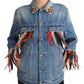 Dolce & Gabbana DENIM Blue Jeans Feather Floral Jacket