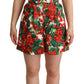Dolce & Gabbana Red Geranium Print Shorts Jumpsuit Dress