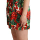 Dolce & Gabbana Red Geranium Print Shorts Jumpsuit Dress