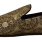 Dolce & Gabbana Gold Jacquard Flats Mens Loafers Shoes