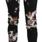 Dolce & Gabbana Black Angel Floral Cropped Trouser Wool Pants