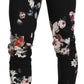 Dolce & Gabbana Black Angel Floral Cropped Trouser Wool Pants