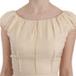 Dolce & Gabbana Beige Silk Column Cap Sleeve Gown Dress