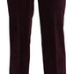 BENCIVENGA Purple Suede High Waist Straight Trouser Pants