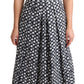 Dolce & Gabbana Blue Geometric Cotton A-Line Gown Dress