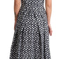Dolce & Gabbana Blue Geometric Cotton A-Line Gown Dress