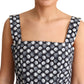 Dolce & Gabbana Blue Geometric Cotton A-Line Gown Dress