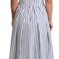 Dolce & Gabbana White Blue Striped Cotton A-Line Dress
