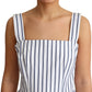 Dolce & Gabbana White Blue Striped Cotton A-Line Dress