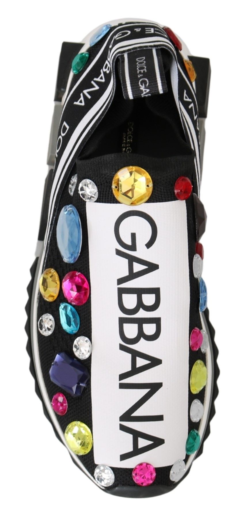 Dolce &amp; Gabbana 블랙 멀티컬러 크리스탈 스니커즈 슈즈