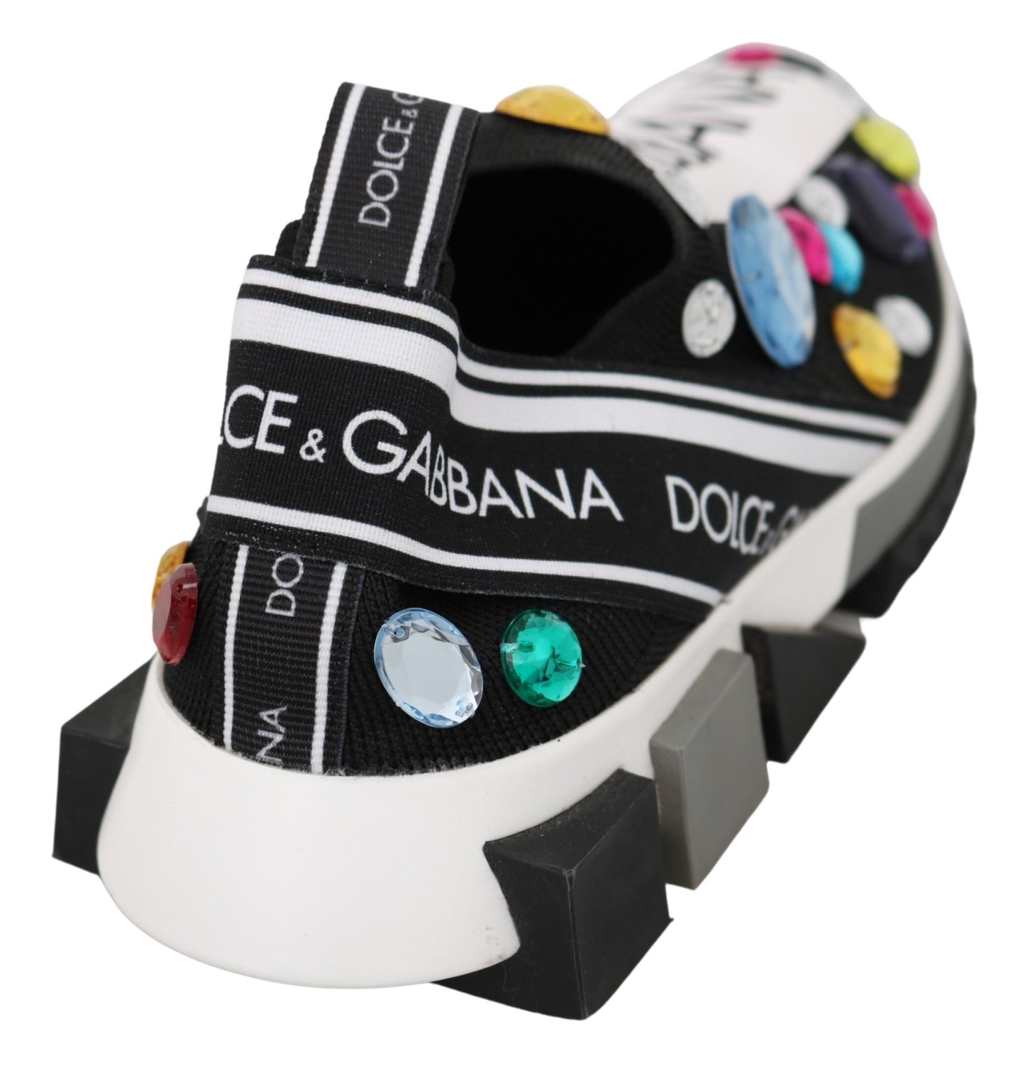 Dolce &amp; Gabbana 블랙 멀티컬러 크리스탈 스니커즈 슈즈