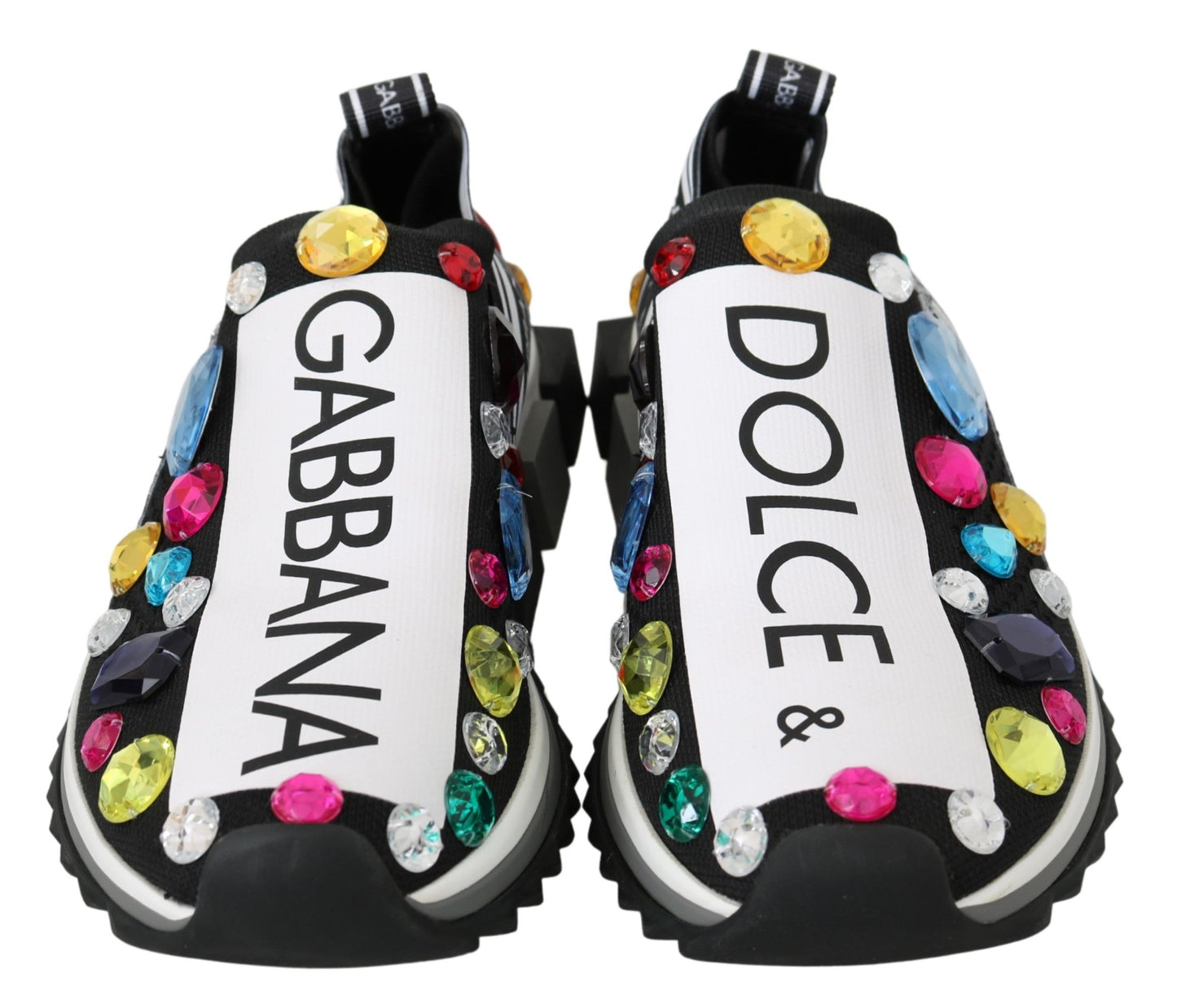 Dolce &amp; Gabbana 블랙 멀티컬러 크리스탈 스니커즈 슈즈