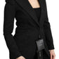 Dolce & Gabbana Black Brocade Single Breasted Blazer Jacket