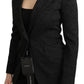 Dolce & Gabbana Black Brocade Single Breasted Blazer Jacket