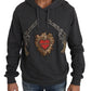Dolce & Gabbana Gray Hooded Red Crystal Heart Gun Sweater