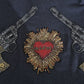 Dolce & Gabbana Gray Hooded Red Crystal Heart Gun Sweater
