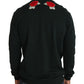 Dolce & Gabbana Green Crystal Heart Roses Gun Sweater