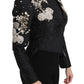 Dolce & Gabbana Black Jacquard Crystal Floral Jacket