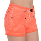 PLEIN SUD Orange Mid Waist Cotton Denim Mini Shorts