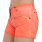 PLEIN SUD Orange Mid Waist Cotton Denim Mini Shorts