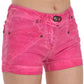 PLEIN SUD Pink Mid Waist Cotton Denim Mini Shorts