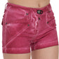 PLEIN SUD Pink Mid Waist Cotton Mini Denim Shorts