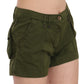 PLEIN SUD Green Mid Waist 100% Cotton Mini Shorts