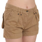 PLEIN SUD Brown Mid Waist 100% Cotton Mini Shorts