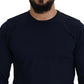 Paolo Pecora Milano Blue Cotton Crewneck Pullover Sweater