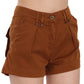 PLEIN SUD Brown Mid Waist Cotton Denim Mini Shorts