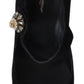 Dolce & Gabbana Black Suede Crystal Heels Mary Jane Shoes