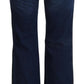 Just Cavalli Blue Low Waist Flared Leg Cotton Denim Jeans