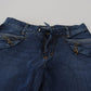 Just Cavalli Blue Low Waist Flared Leg Cotton Denim Jeans