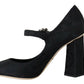 Dolce & Gabbana Black Brocade High Heels Mary Janes Shoes