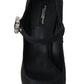 Dolce & Gabbana Black Brocade High Heels Mary Janes Shoes